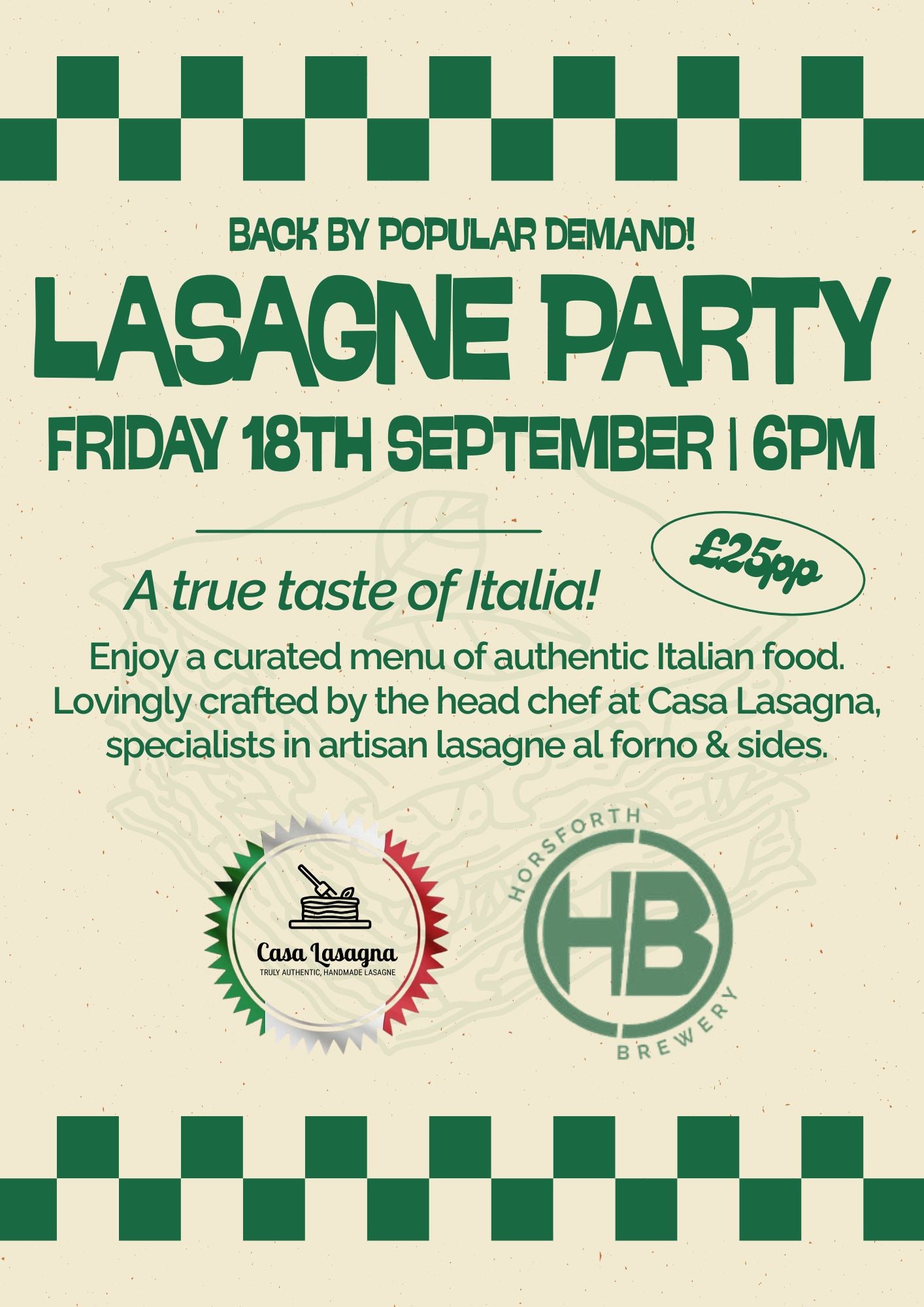 Lasagne Party! - September 18th 2026