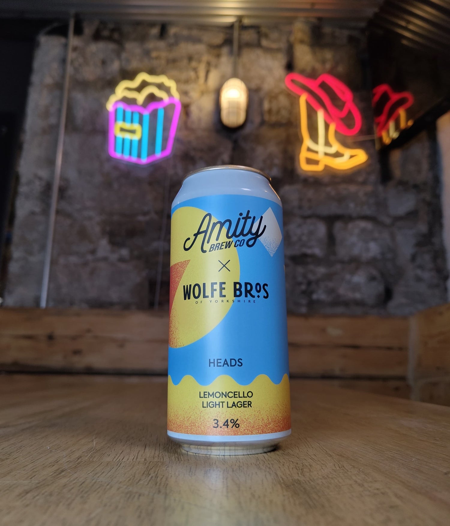 Heads - 3.4% Limonchello Light Lager - Amity x Wolfe Bros - 440ml Can