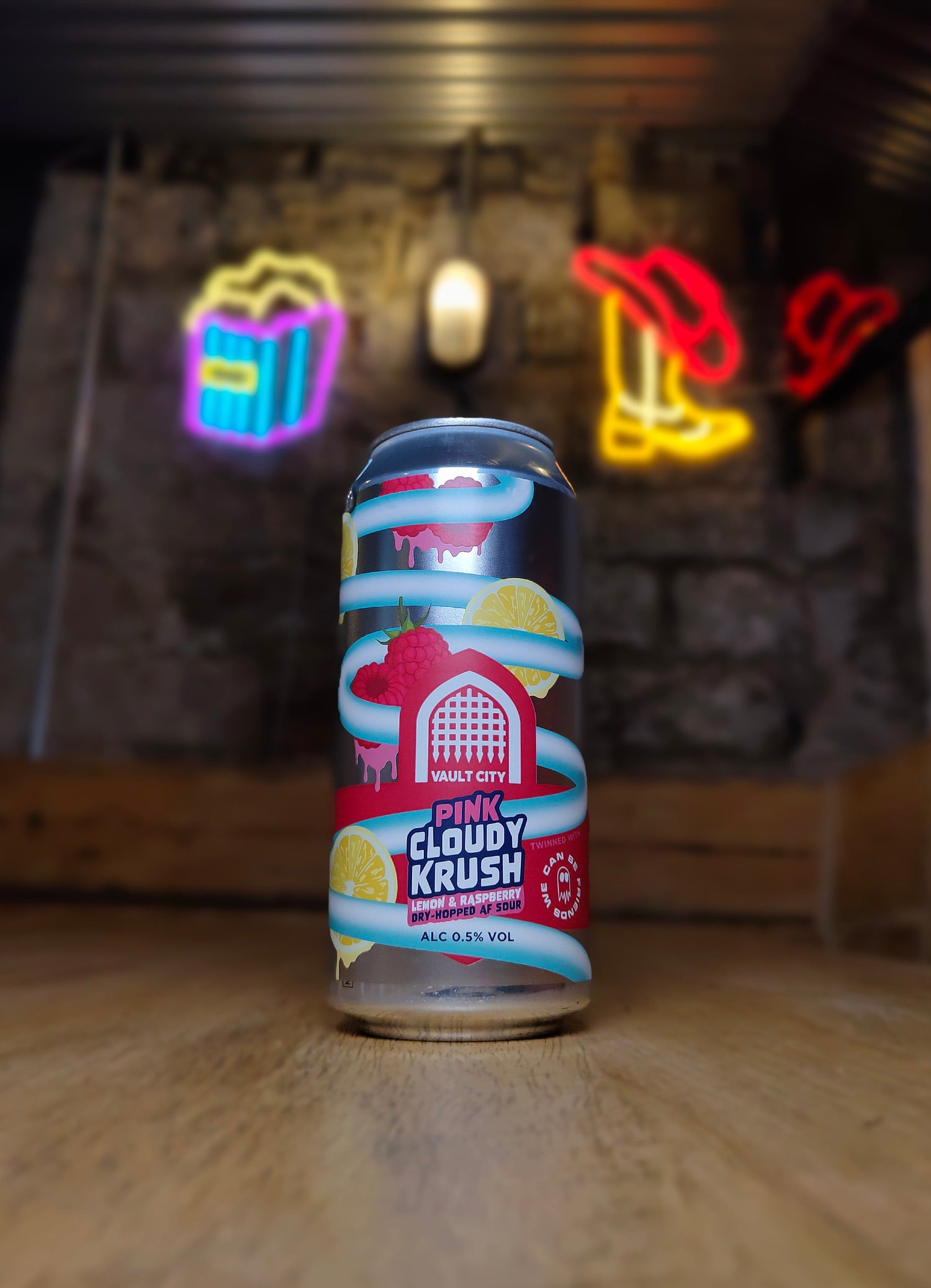 Pink Cloudy Krush - 0.5% Raspberry Lemonade AF Sour - Vault City - 440ml Can