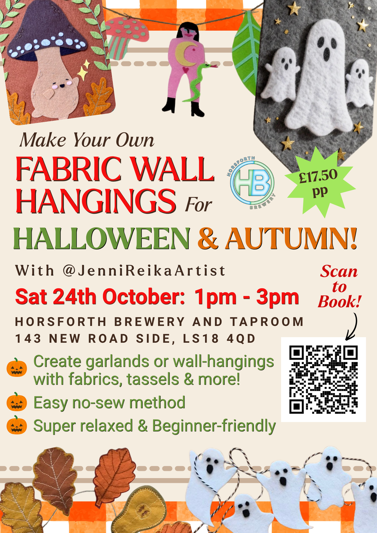 Halloween & Autumn Wall Hangings: Fabric Garlands Workshop with @JenniReikaArtist