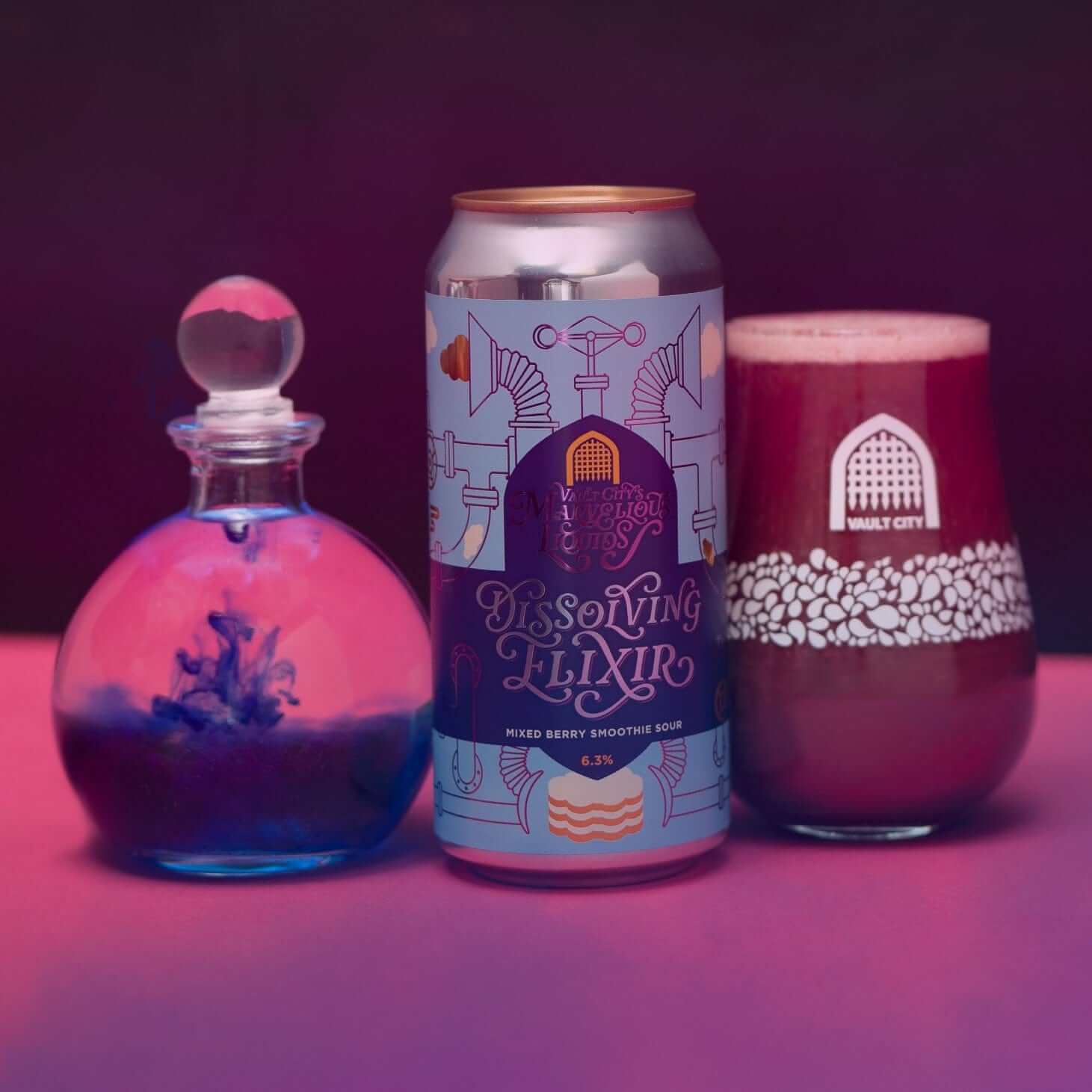 Dissolving Elixir - 6.3% Mixed Berry Smoothie Sour - Vault City - 440ml can