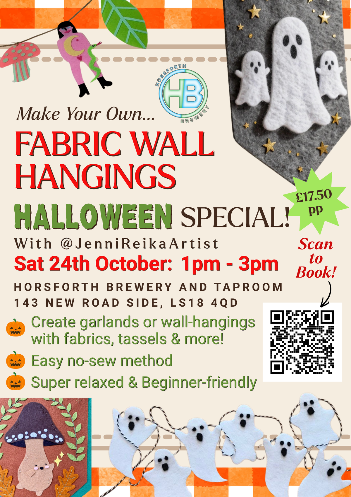 Halloween Wall Hangings: Fabric Garlands Workshop with @JenniReikaArtist