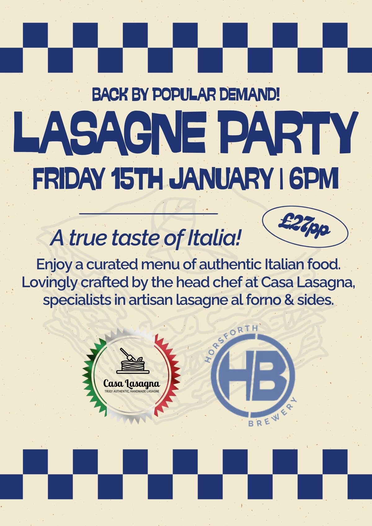 Lasagne Party! - January 15th 2027