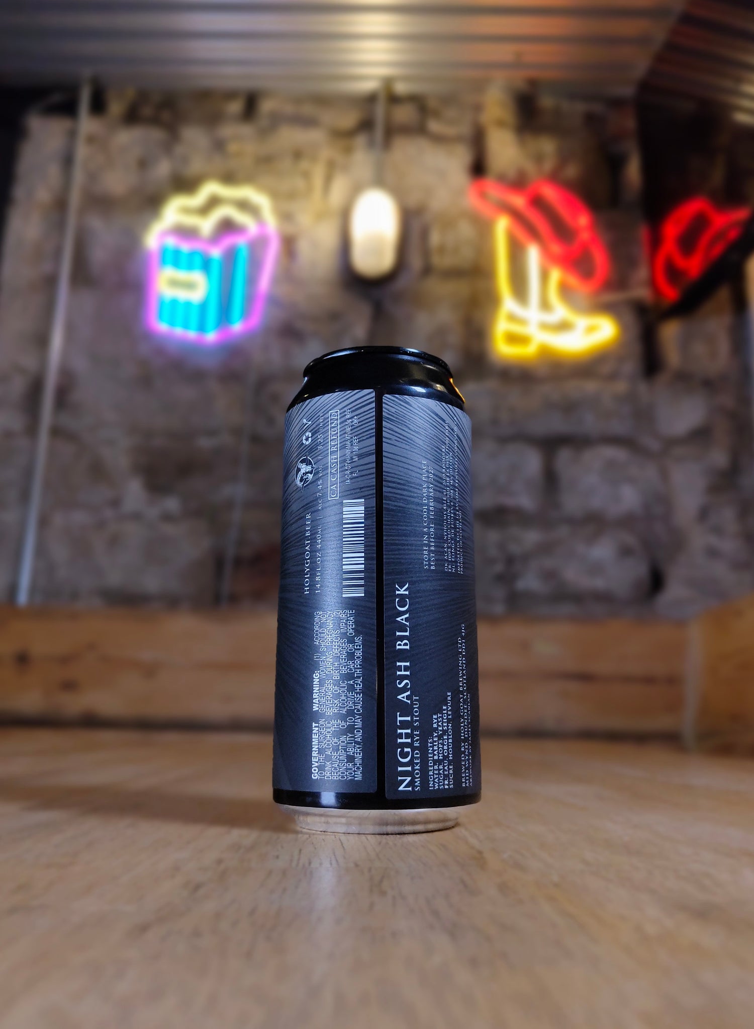 Night Ash Black - 7.4% Smoked Rye Stout - Holy Goat Brewing - 440ml Can