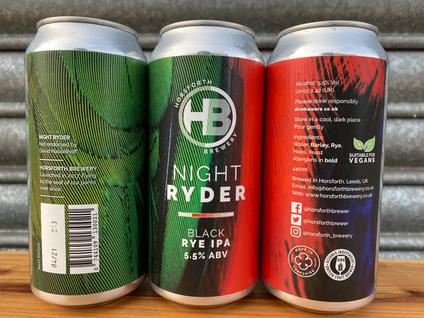 Night Ryder - 5.5% Black Rye IPA - Horsforth Brewery - 440ml Can